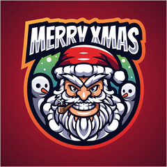 Santa esport mascot logo design
