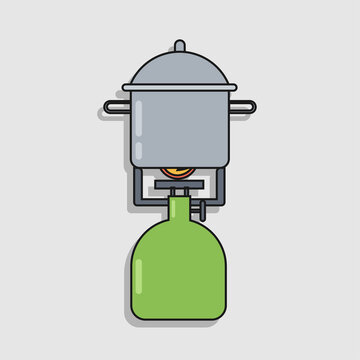 cooking pot on green camping stove clip art preview