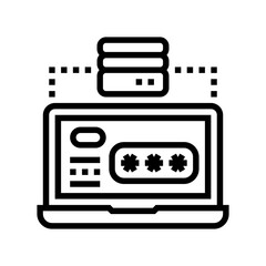 server laptop password entry line icon vector. server laptop password entry sign. isolated contour symbol black illustration