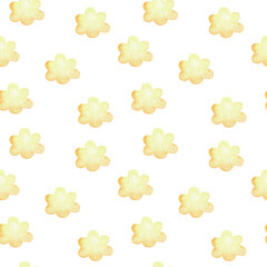 Watercolor seamless pattern with yellow clouds. Illustration for baby girls.