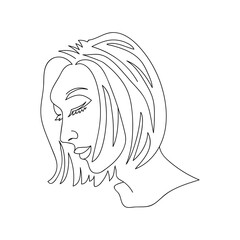 Continuous line, fashion concept, beauty minimalist design for t-shirt, vector illustration