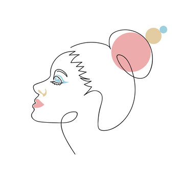 recommend clip art: Continuous line, fashion concept, beauty minimalist design for t-shirt, vector illustration
