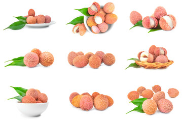 Group of lechee isolated over a white background