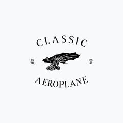 First imagery old airplane concept logo design template