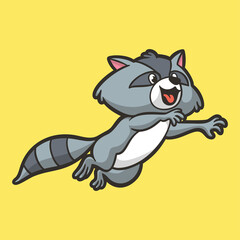 cartoon animal design flying raccoons cute mascot logo