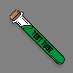 test tube holding green chemicals flat vector icon for science apps