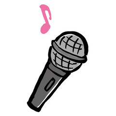 手描きのポップなグレーのマイクのイラスト