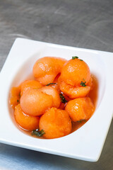 Melon beads with tarragon