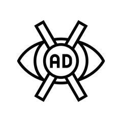advertisement no vision line icon vector. advertisement no vision sign. isolated contour symbol black illustration