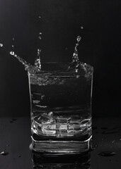 Splashes when adding ice in glass