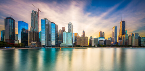 Chicago, Illinois, USA downtown skyline from Lake Michigan