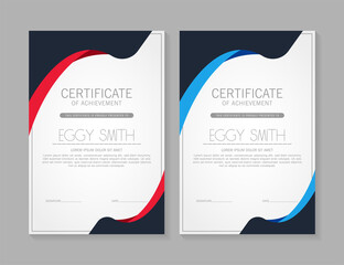 Modern red and blue certificate template with abstract wave