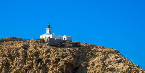 The Famous Lighthouse Phare de la Pietra on the Rocky Island Ile de de la Pietra just outside L'Ile...