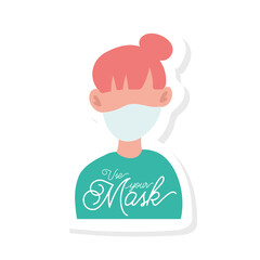 use your mask lettering campaign with woman wearing mask