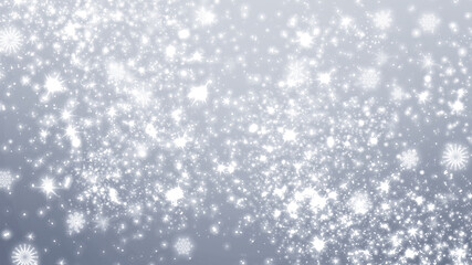 Winter silver and white gradient background with sparkles and snowflakes