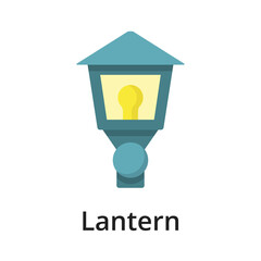 Lantern flat vector illustration. Single object. Icon for design on white background