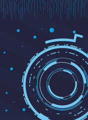 futuristic background with circuit lines and round frame