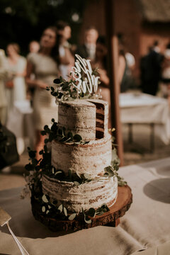 naked cake on a boho wedding