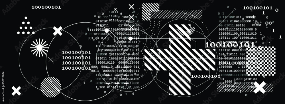 Poster abstract futuristic background with composition of geometric shapes and forms. cyberpunk sci-fi styl
