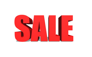sale typo text 3d on white background
