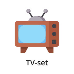 TV-set flat vector illustration. Single object. Icon for design on white background