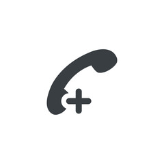 Black and white isolated illustration of adding telephone contact icon