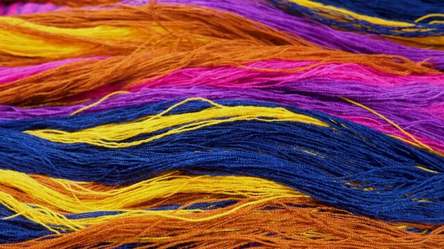 Multicolor sewing threads background. Texture of knitted fabric