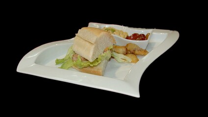 Tuna strips and vegetable sandwich with mayo