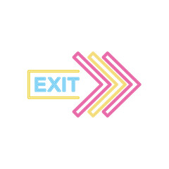exit neon sign with arrows, colorful design