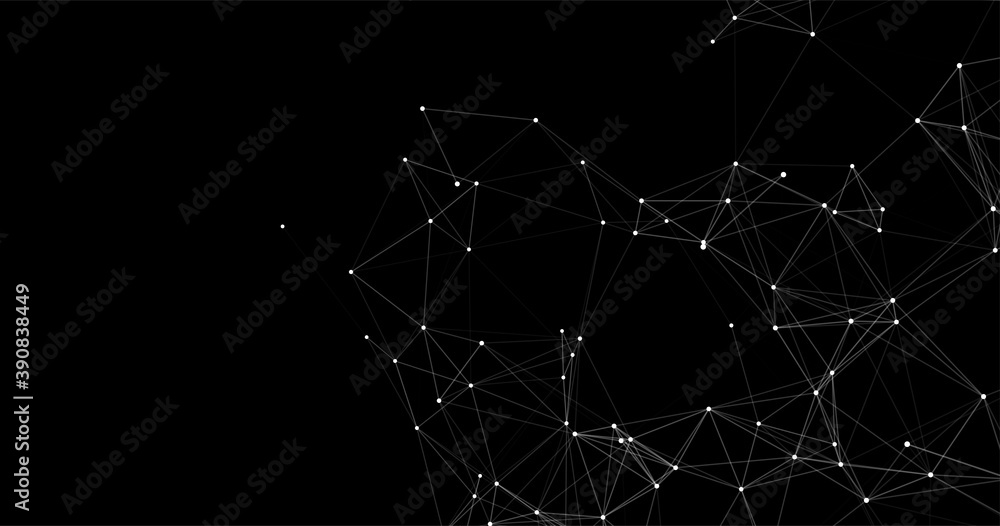 Aufkleber network connection structure on black background. abstract vector technology background with dots an