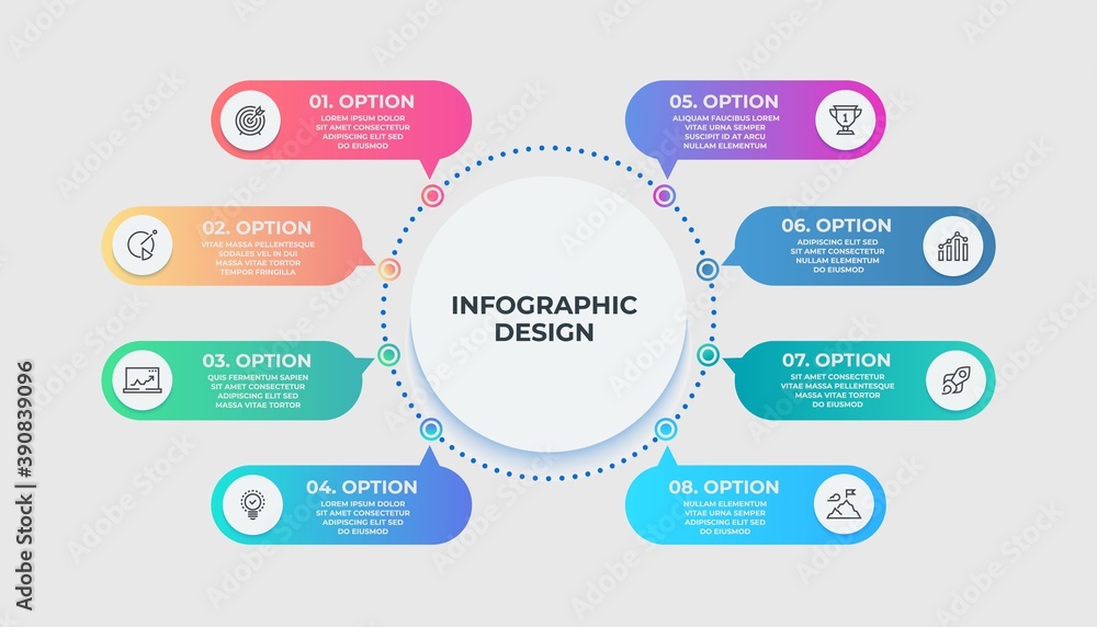 Poster Process chart. 6 steps circular workflow diagram. List of tasks to achieve goals. Business template for presentation and copy space. Infographic design with numbers and text. Vector option mockup