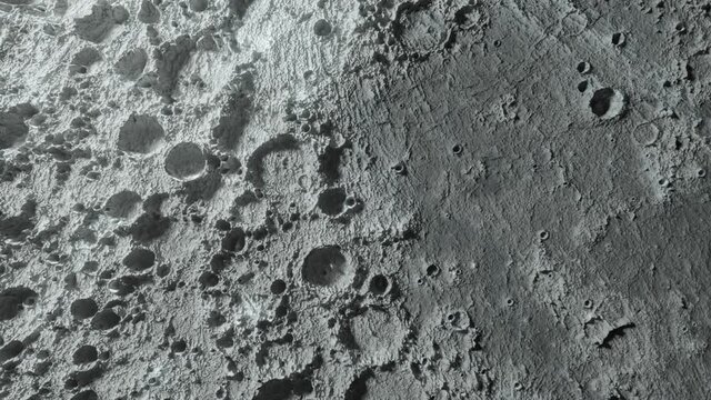 Textured surface of the moon close-up in motion. 3d animation. Elements of this image furnished by NASA