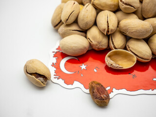 pistachio and turkey flag on white commerce export concept