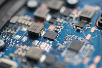 Professional repair of computers, laptops, boards. macro, close-up