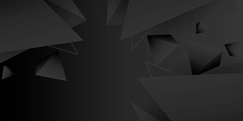 Abstract dynamic black with triangle 3D style background design. Graphic design template