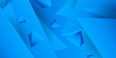 Fototapeta premium Blue triangle shapes composition geometric abstract background. 3D shadow effects and fluid gradients. Modern overlapping forms 