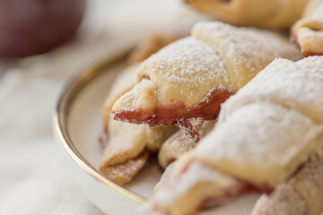Ready-made fragrant baked cookies bagels with jam for use in recipe illustrations.