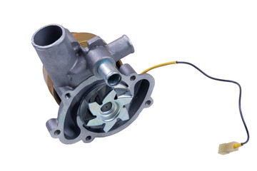 new car engine water pump with pulley isolated on white background