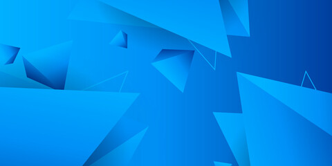 Obraz premium Blue triangle shapes composition geometric abstract background. 3D shadow effects and fluid gradients. Modern overlapping forms 