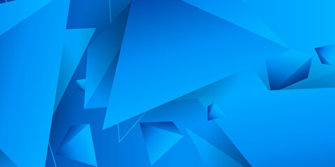 Obraz premium Blue triangle shapes composition geometric abstract background. 3D shadow effects and fluid gradients. Modern overlapping forms 