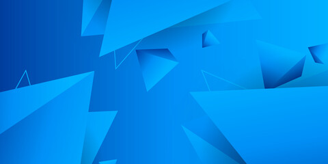 Blue triangle shapes composition geometric abstract background. 3D shadow effects and fluid gradients. Modern overlapping forms 