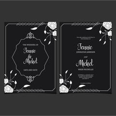 Floral frame wedding invitation template