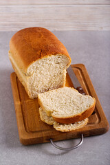 Homemade white bread, sliced