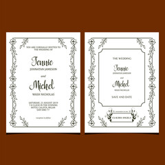 Floral frame wedding invitation template