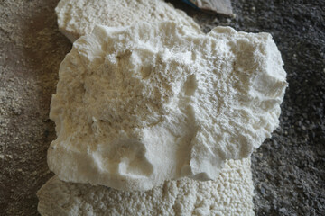 Scraps of pieces of Polyurethane foam (PU foam) on the floor, Polyurethane foam  