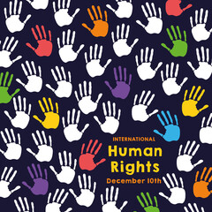 human rights campaign lettering with hands print colors pattern