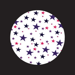 Colorful Stars isolated on circle. Star Decoration usable for Holiday and Celebration Template. Flat Vector Illustration.