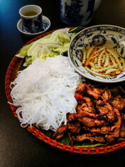 Tasty Vietnamese food Bo bun rice vermicelli