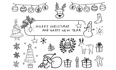 手描きクリスマスセット素材