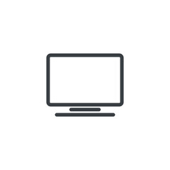 Black and white isolated illustration of flat screen television icon